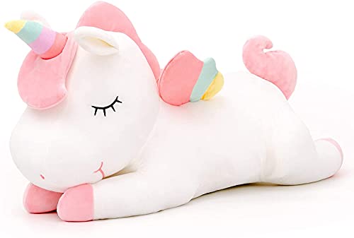 SNOWOLF Peluche de Unicornio con diseño de Unicornio y Peluche con alas de Arco Iris, Juguete Kawaii para niños y niñas (30CM/11.8Inch, White)