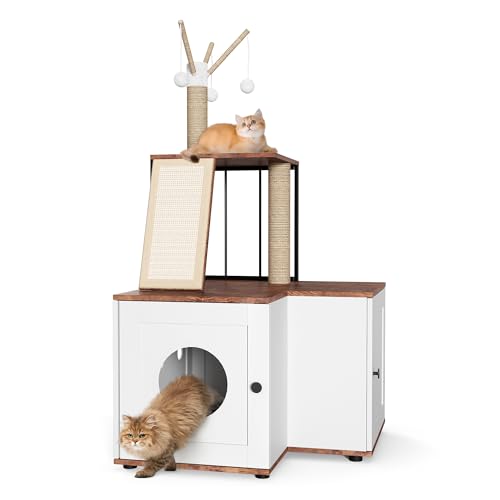 Árbol para Gatos de Madera con Caja de Arena Oculta y Gabinete miniatura 1