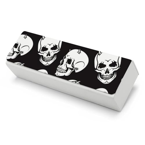 Ghost Skull Leather Glasses Case Fashion Hard Shell Portable Sunglass Organizer Eyeglasses Case for Mens Women