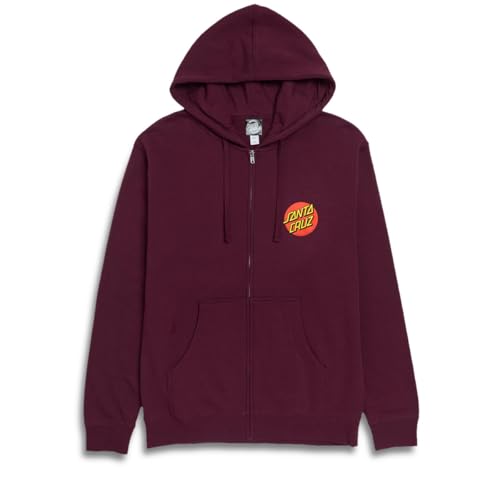 SANTA CRUZ Classic Dot Zip Hooded Midweight Sweatshirt Maroon Lg Mens