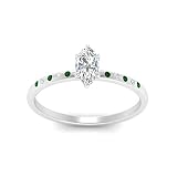 55Carat Bague de fiançailles épars sertie Fine Lunette Argent Sterling Émeraude créée Marquise façonner Bagues de fiançailles en Pierre latérale réglage de la Broche Taille 51