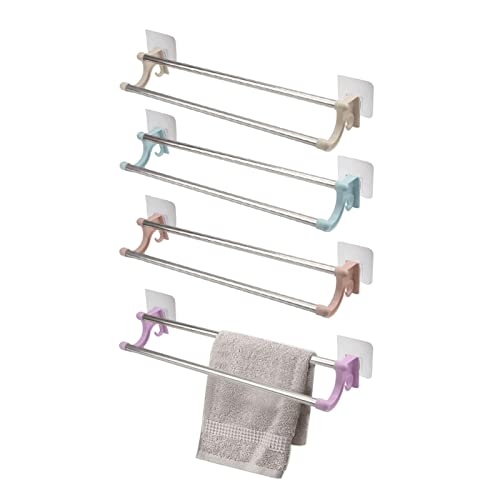 Barre de serviette de salle de bain double en aluminium et acier pliable