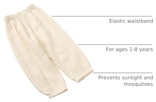 Image of Kids Tales 3 Pack Boys Girls Cotton Linen Pants Child Basic Plain Solid Trousers Big Kids Elastic Waist Long Pants Bloomers