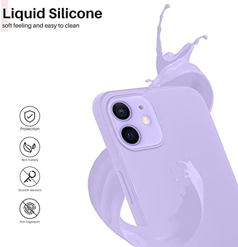 Image of DIZORO Silicone Back Case for iPhone 12 /12 Pro, Soft-Touch Phone Microfiber Silicone Back Cover for iPhone 12 /12 Pro -Purple