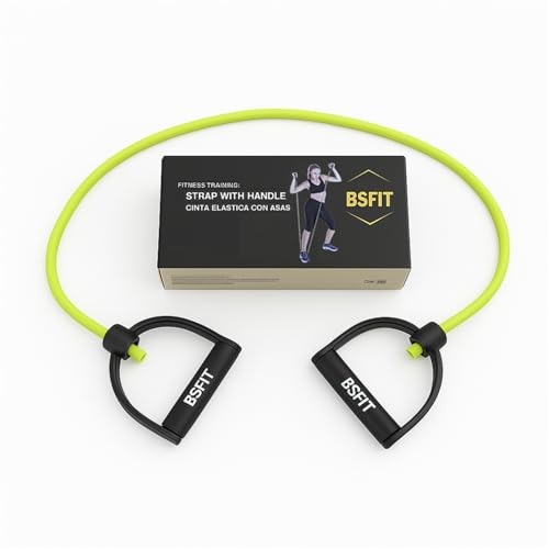 BSFIT Bandas de Resistencia con Asas, Gomas Elásticas Musculación, Cinta Ejercicios de Diferentes Intensidades, Ideal para Entrenar en casa (Amarillo, Medio) - imagen 5
