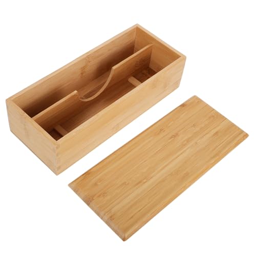 OSOLADY 竹製オーガナイザー トレイ 多機能カトラリーボックス 蓋付き キッチン箸収納ケース 引き出し整理用 家やレストラン向けシンプル収