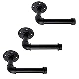 Home TZH Industrial Pipe Toilet Paper Holder, DIY Vintage Rustic Paper Holder Towel Racks Heavy Duty Pipe Roll Tissue Holder with Mounting Screws for Bathroom, Bedroom, Kitchen (Black, 3)
