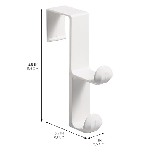 iDesign Over the Door Plastic Dual Hook Hanger for Coats, Jackets, Hats, Robes, Towels, Ideal for Bathroom, Bedroom, Mudroom, Set of 3, White thumbnail 3