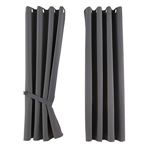 Gardinenbox Vorhänge Blickdicht »Newyork« Dunkelgrau HxB 160x140 cm 2er-Pack Thermo-Gardinen Verdunkelungsvorhang Blackout Ösen schalldämmend ÖKOTEX UV-Schutz Raffhalter, 201920600-2 Cover