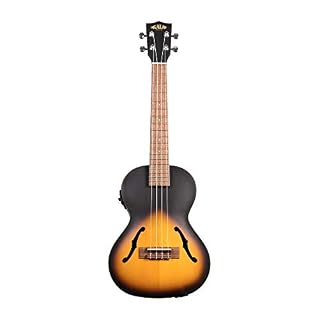 Kala KA-JTE/2TS Tobacco Burst Archtop Ukulélé ténor avec égaliseur et étui (UC-T) - Les Beatles, Paul McCartney, John Lennon, RIngo Starr, George Harrison