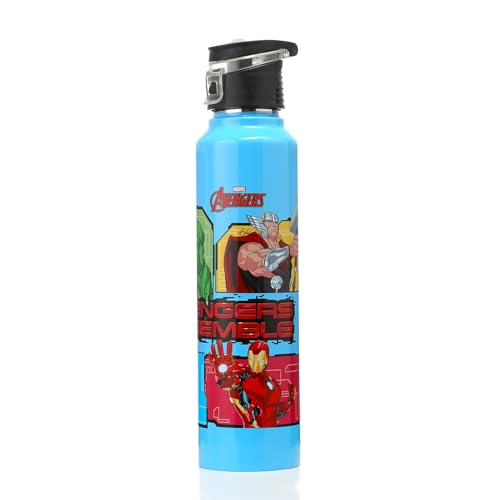 Image of Gluman Steel Water Bottle for Kids | Disney Unica 1000 ml Single Walled Water Bottle | School Water Bottle for Girls | Leak Proof| Wide Mouth Water Bottle | Leakproof (Avenger)