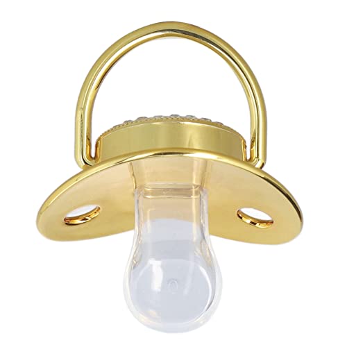 Image of Fashionable Portable Golden Letter Pacifier, Travel-Ready Hygienic Rhinestone Infant Pacifier with Clip (B)