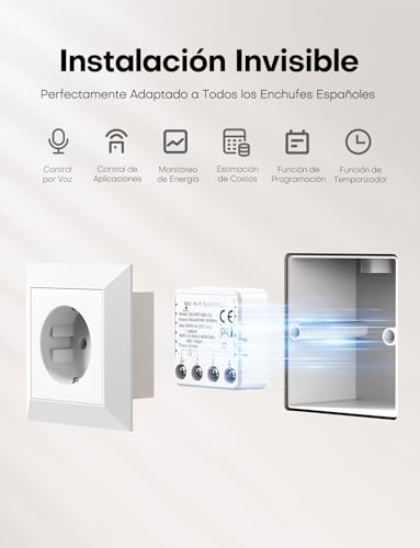 Maxcio Enchufe Inteligente, Módulo Enchufe WiFi 16A con Medidor de Consumo Eléctrico, Compatible con Alexa y Google Assistant, Control Remoto por App, Temporizador Programable (3680W Máx) - imagen 2