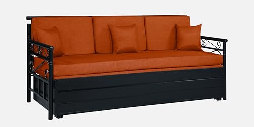 Image of 3 Seater Metal Sofa Cum Bed with Hydraulic Storage | Queen Size Sofa Cuma Bed | 3 Seater Sofa Set, Metal Sofa Set for Living Room (Rust, Queen Size (76 inch x 60 inch))