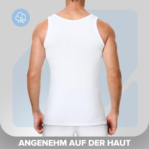 Gutable Unterhemd Herren Tank Top Männer Baumwolle Unterhemden Feinripp Tanktop Muskelshirt Herrenunterhemd Achselshirts Men Träger Shirts 3er Pack (3X Weiß,M) 4