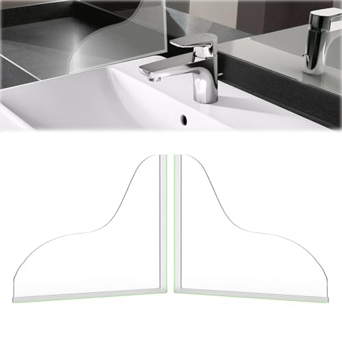 Dongnesi 2 PCS Shower Splash Guard, 8.3x7.3 In Bath Splash Guard, Acrylic Clear Self Adhesive Shower Water Guards to Keep Water in Sink, Preventing Kitchen Sink Liquid from Splashing
