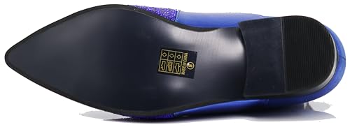 Image of Enzo Romeo Crisino Men Rhinestone Chrome Toe Suede Pointy Buckle Dress Loafer Slip On Shoes (Royal 03, US Footwear Size System, Adult, Men, Numeric, Medium, 9.5)