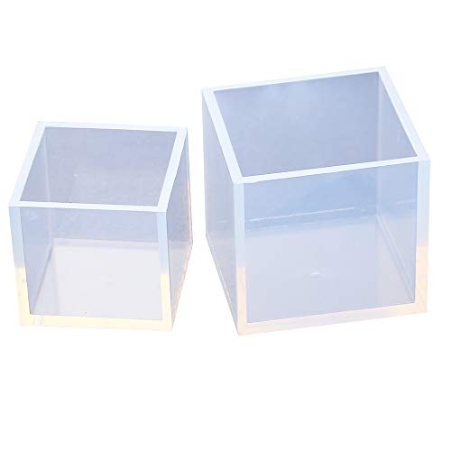 VTurboWay 2 Pack DIY Square Resin Mold, Cube Silicone Molds, Size 5cm
