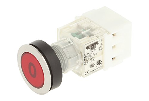 Schlegel 23.000.576 Push Button Stainless Steel, Button Cap, Red, Name Plate 0, Push Contact Sensor, 2 NO Contacts and Screw Connection