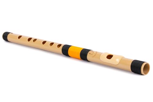 Image of Radhe Flutes | G Natural Right Handed Middle Bansuri | Black & Orange | Tuned With Tanpura A=440Hz | PVC Flute + Hindi & English Flute Lessons