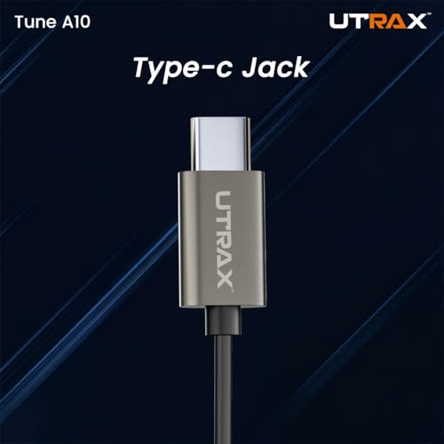 Image of UTRAX Type C Wired in Ear Earphones with in-Line Mic for Clear Calling,1.2M Cable,10Mm Dynamic Drivers for Boostedbass,Control Buttons Type C Devices (Black)