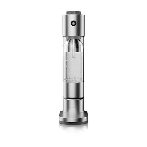 WMF Element One Wassersprudler vollautomatische Edelstahl Sprudelmaschine mit 3 Graden platzsparendes Design eleganter Soda Maker & Sprudelgerät für prickelnden Genuss auf Knopfdruck Farbe Silber