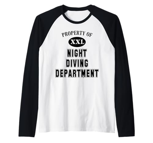 Property of Night Diving Department Nighttime Scuba Divers Raglan Baseball Tee
