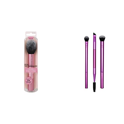 Real Techniques - Brocha para colorete & Real Techniques Eye Shade y Blend Makeup Make-up Brush Duo (El color del empaque y la manija puede variar)