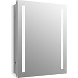 KOHLER K-99007-TL-NA Verdera 24 inch x 30 inch LED Lighted Bathroom Medicine Cabinet, Slow Close Hinge, Internal Magnifying Mirror; Aluminum; Recess or Surface Mount