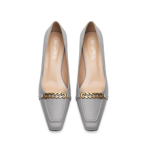 Women's Square Closed Toe Leather Pumps IN2 Chunky-HI Block High Heels Slip on Work Business Casual Wedding Party Prom Matte Shoes for Women3