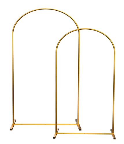 LANGXUN Gold Metal Arch Stand, 6.6ft 7.2ft Set