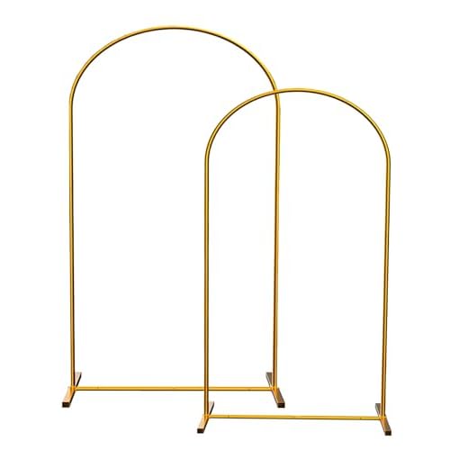 LANGXUN 3-Piece Gold Metal Arch Backdrop Stand Set, 7.2ft / 6.6ft Balloon Arch Frame for Wedding Birthday Party Baby Shower Graduation Anniversary Dec
