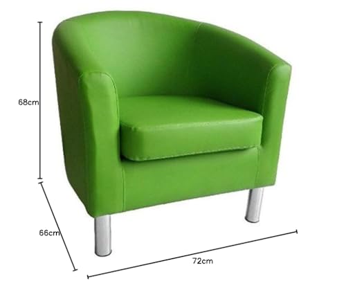 Modern Tub Chair Armchair Faux Leather with Chrome Legs Home Dining Living Room Lounge Office Reception Green