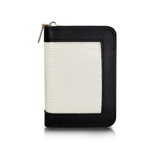 Wallets for Women, Crocodile Print Multi Card Organiser Card Wallets for Women Small Wallet with Zipper for Shopping Commuting Travelling (White)