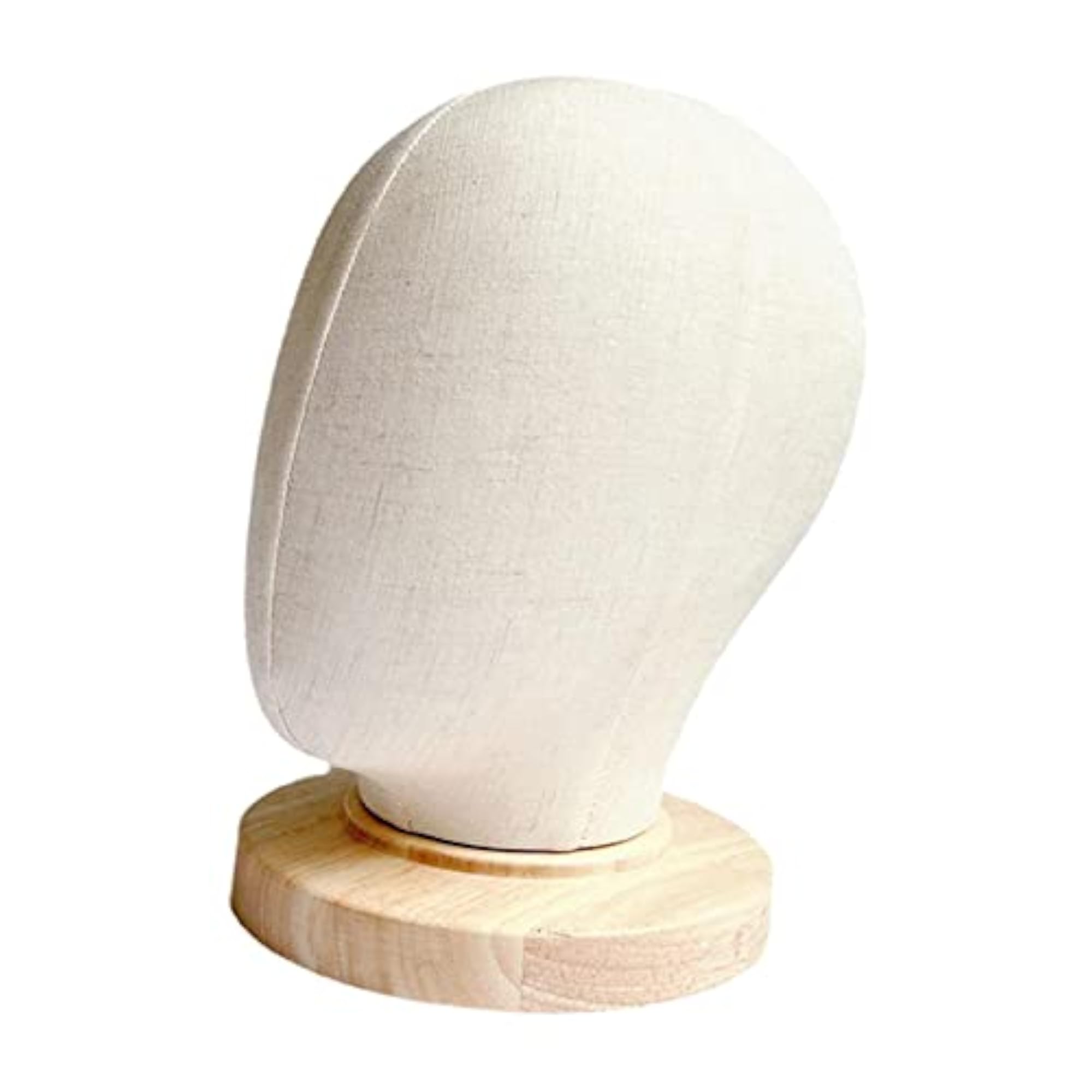 Linen Manikin Head Display Stand with Wooden Base