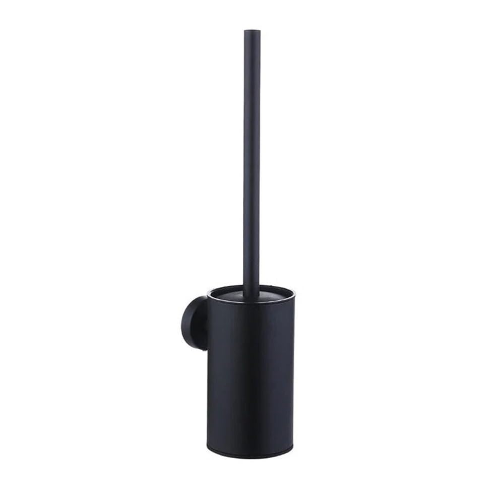 Toilet Brush and Holder Household Toilet Brush Holder Wall Mounted Stainless Steel(Black)