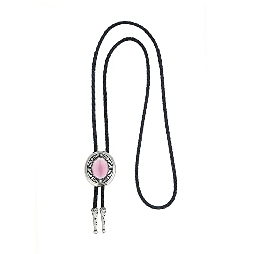 Bolo cravate homme pierre naturelle ronde collier cuir noir cravate cowboy western