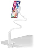 Aduro Solid-Grip Phone Holder for Desk - Adjustable Universal Gooseneck Smartphone Stand, with Durable Mount (White)