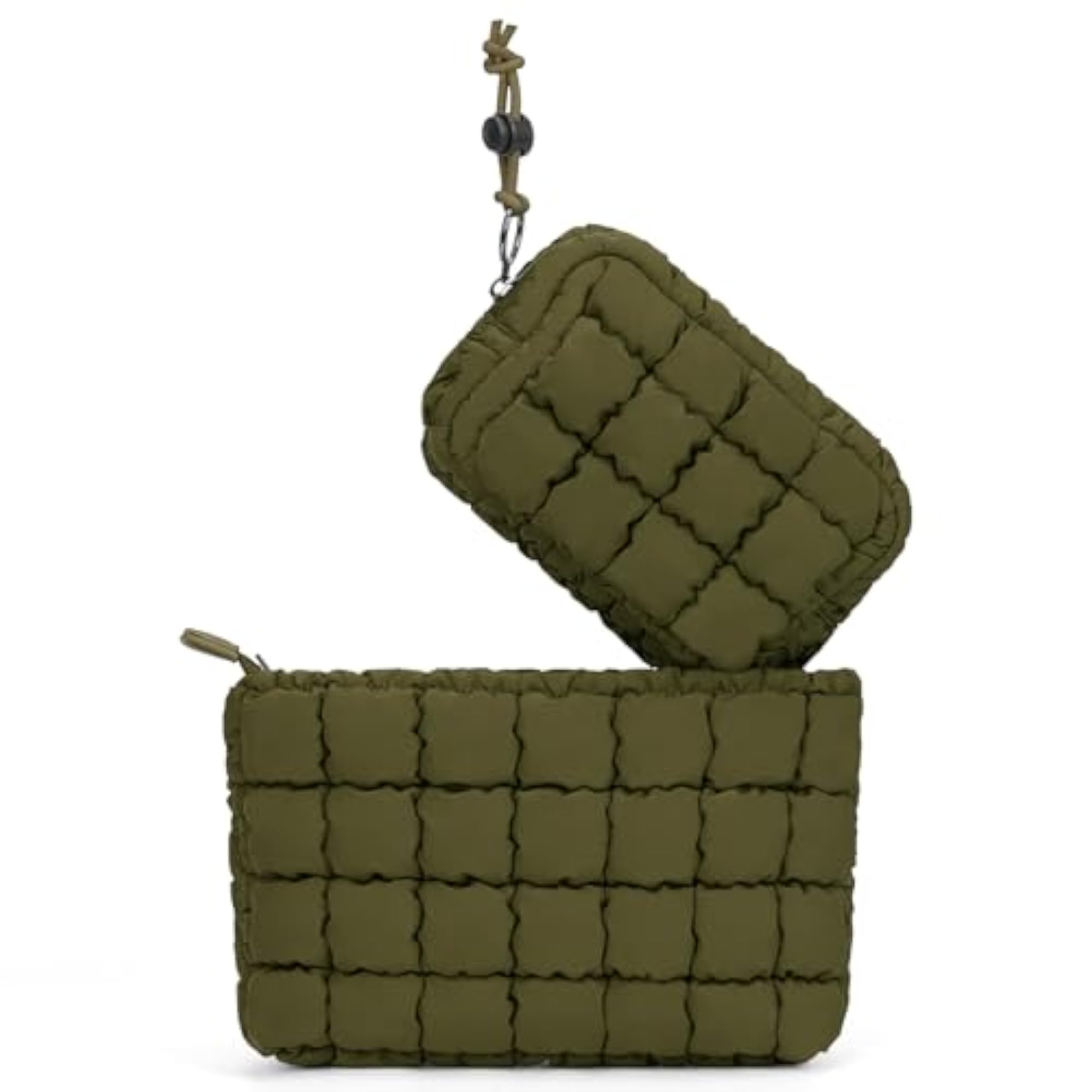 Quilted Makeup Bag and Zip Card Pouch Key Chain Cosmetic Bag