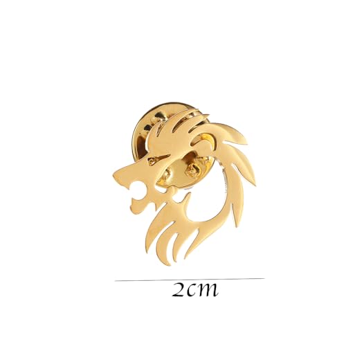 Image of Stainless Steel Animal Creative Crown Lion Brooches for Women and Men