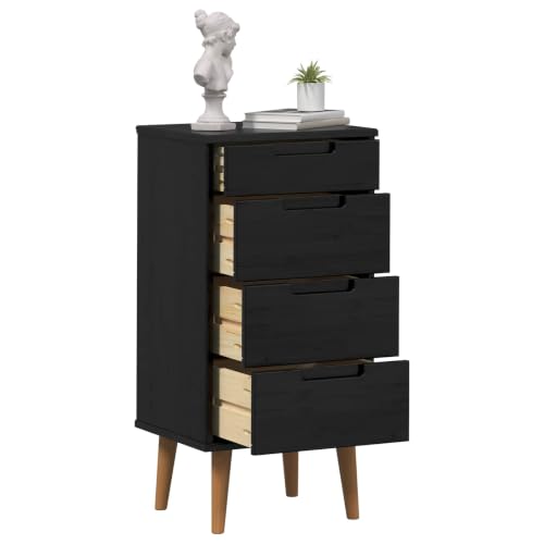 vidaXL Commode MOLDE Noir 40 x 35 x 82 cm Bois de pin Massif, Chambre, Salon, Solutions de Rangement en pin, Commode, Organisateur Vertical, Style Rustique,...