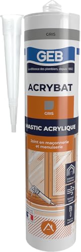 Mastic acrylique étanchéité GEB ACRYBAT gris pour joint maçonnerie ciment et bois
