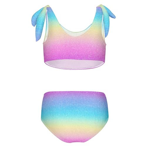 Image of Girls Tankini Swimsuit Bathing Suit Two Piece Bikini Summer Beach Swimwear with Adjustable Strap 3-12 Years Solid Color