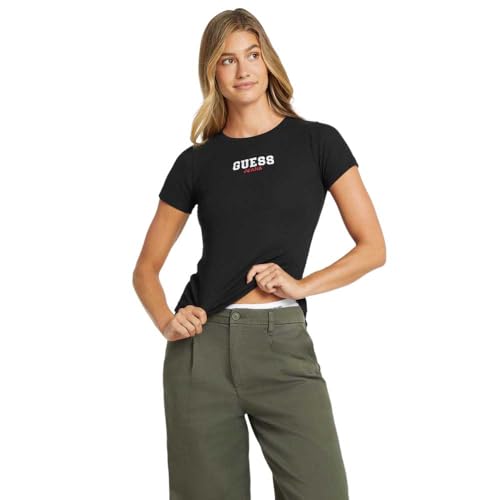 T-Shirt GUESS Jeans Slim côtelé brodé, la perfection des finitions en taille M