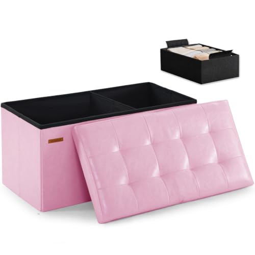Wide Pink Bench With Hidden Storage