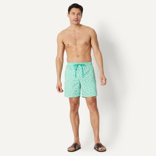 Amazon Essentials Men's 7" or 5" Quick-Dry Swim Trunk, Lightweight Breathable, Light Blue Mint Green Sun Geo, Medium - image 5