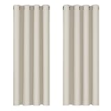 Deconovo Super Soft Eyelet Curtains Thermal Insulatde Room Darkening Curtains for Livingroon 46 x 54 Inch Light Beige 2 Panels
