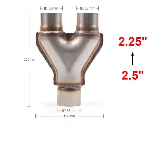 Tubo de escape tipo Y BX102125 en acero inoxidable con acabado premium universal para coche 5