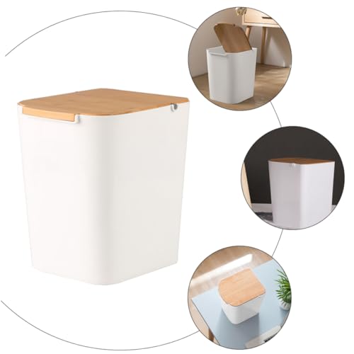 Caneca de Basura Rectangular Blanca con Tapa y Mecanismo de Presión miniatura 6