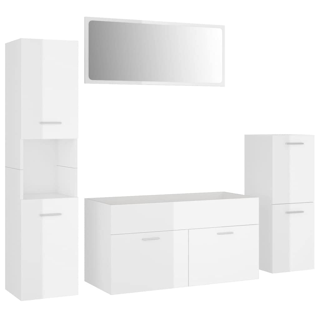 Artículos para el hogar, juego de muebles de baño, madera de ingeniería blanca brillante, muebles de traje